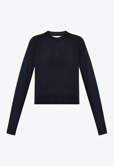 Ami Alexandre Mattiussi Ami Paris De Coeur Jumper In Midnight Blue