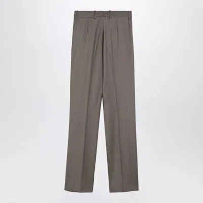 Golden Goose Light Grey Wool Trousers With Darts In Brown