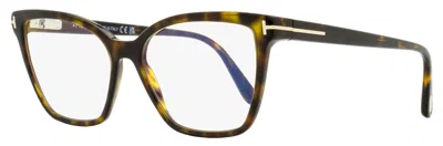 Shop Tom Ford Women's Blue Block Eyeglasses Tf5812b 052 Dark Havana 53mm In Multi