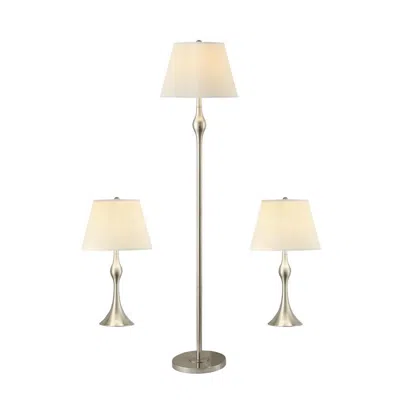Coaster Co. Of America Griffin 3-piece Slender Lamp Set Brushed Nickel