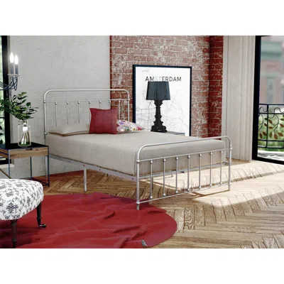 East West Furniture Garland Full Bed Frame With 6 Metal Legs - Magnificent Bed Frame In Powder Coating Silver Color