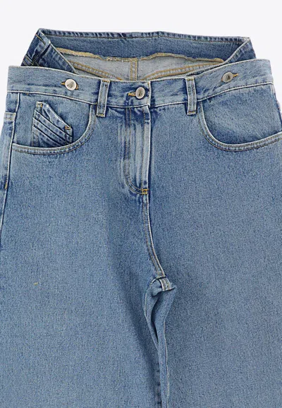 Attico Basic Wide-leg Jeans In Blue