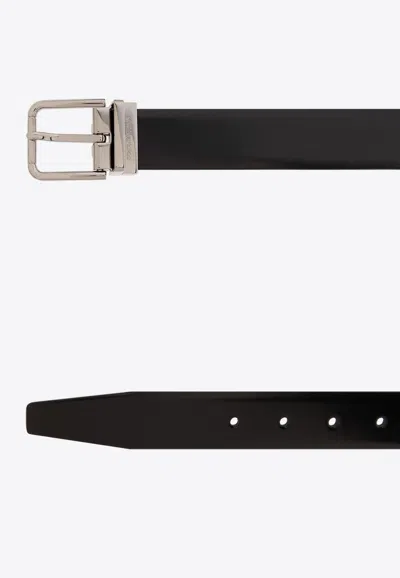 Dolce & Gabbana Brushed Calfskin Belt In Black