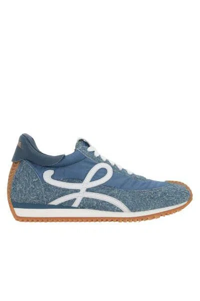 Loewe Flow Runner Suede-trimmed Denim Sneakers In Raw Denim