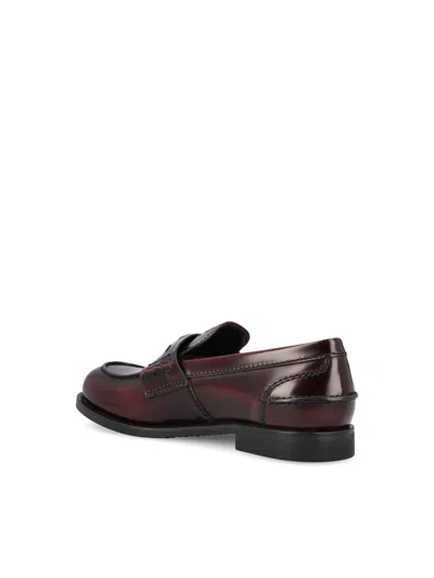 Miu Miu Leather Heeled Penny Loafers In Purple