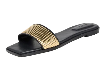 Simkhai Carter Metallic Slide Sandals In Gold