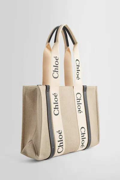 Shop Chloé Woman Beige Tote Bags