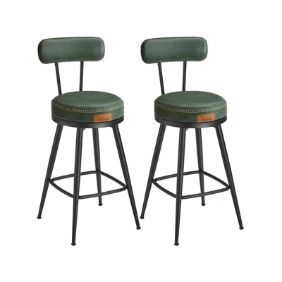 Breebe 35.4" Tall Swivel Bar Stools With Backs, Forest Green