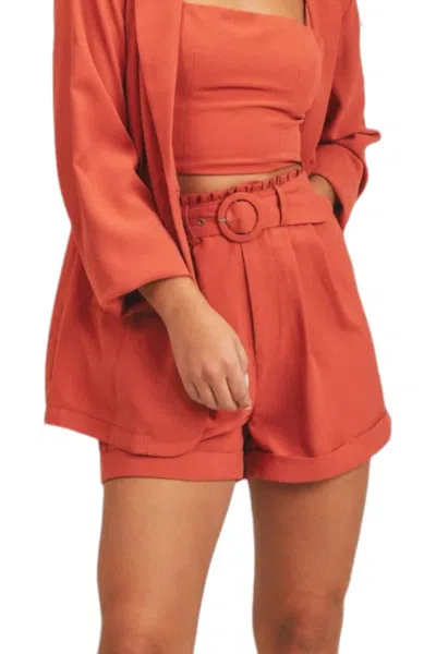 Sadie & Sage Spice Belted Shorts In Rust In Multi