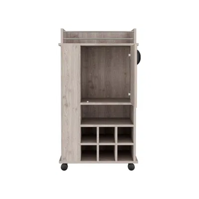 DEPOT E-SHOP FRASER BAR CART WITH 6 BUILT-IN WINE RACK AND CASTERS, LIGHT GRAY 