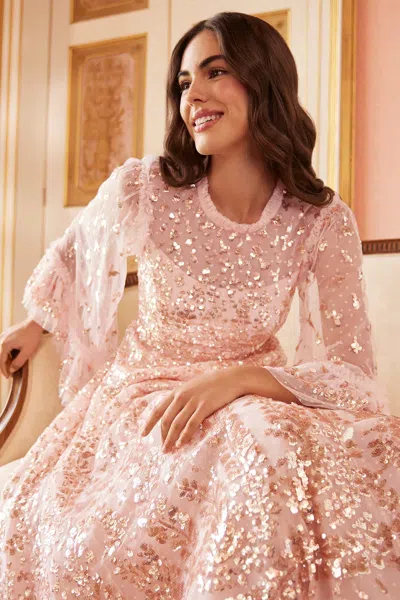 Needle & Thread Fern Ankle Gown In Pink