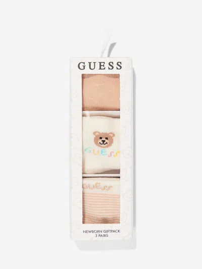 Guess Baby 3 Pairs Of Socks Set In Beige