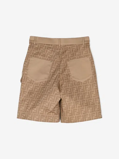 Fendi Ff-patterned Cargo Shorts In Beige
