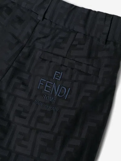 Fendi Boys Ff Jacquard Trousers In Blue