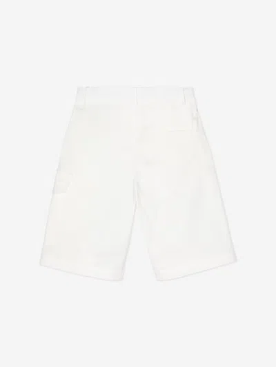 Fendi Boys Logo Cargo Shorts In White