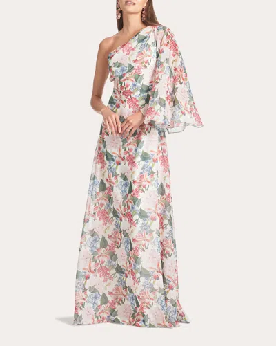 Sachin & Babi Keely One-shoulder Gown In Antico Botanico