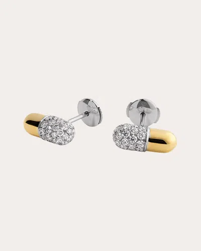 Elior 18k Yellow Gold Pill Stud Earrings With Diamonds In Gold