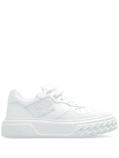 Shop Casadei Off Road Leather Sneakers In White