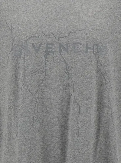 Givenchy Grey T-shirt With Logo Print And Lighting Motif In Cotton Man In Grey