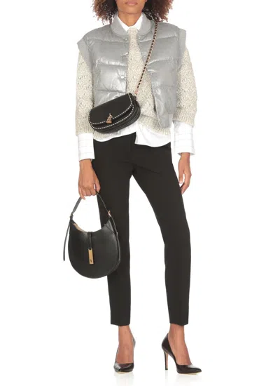 Peserico Down Cropped Vest In Gray