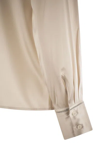 Peserico Women Silk Crepe Shirt In Pearl