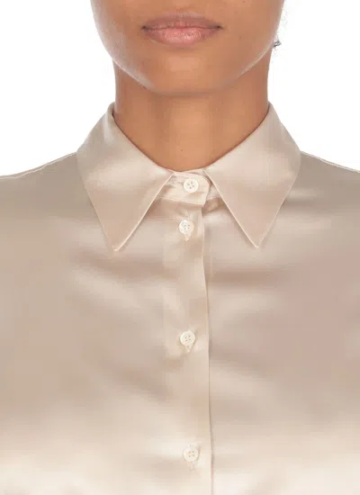 Peserico Women Silk Crepe Shirt In Pearl