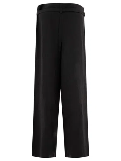 Shop Totême Toteme Wide Leg Trousers In Fluid Viscose And Linen In Black