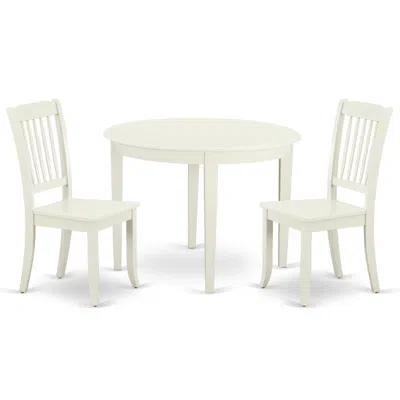 East West Furniture Dining Room Set Linen White, Boda3-lwh-w