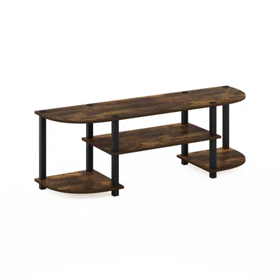 Furinno Turn-s-tube Wide Tv Entertainment Center, Amber Pine/black