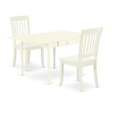 East West Furniture Dining Room Set Linen White, Mzda3-lwh-w