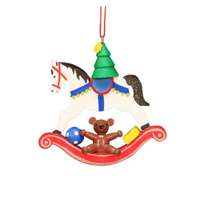 Ulbr Christian Icht Ornament - Rocking Horse With Toys - 3"h X 2.75"w X .25"d
