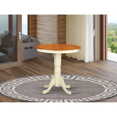 East West Furniture Eden Round Counter Height Table Finished In Linen White