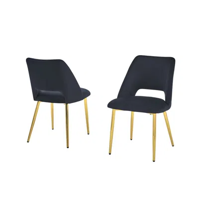 Shop Best Quality Furniture Black Velvet Dining Side Chair Openback, Chrome Gold, Set Of 2