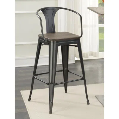 Coaster Co. Of America Cavalier Wooden Seat Bar Stools Dark Elm And Matte Black (set Of 2)