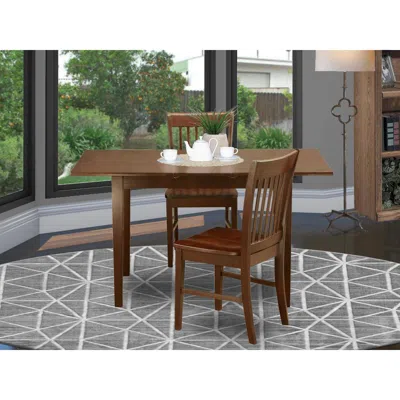 East West Furniture 3 Pc Kitchen Nook Dining Set - Table With A 12in Leaf And 2 Dining Chairs