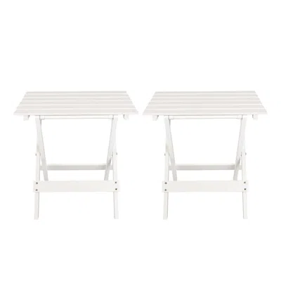 Casual Home Portable Solid Wood Folding Side Table 2-piece Set - White