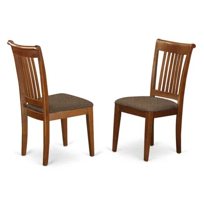 East West Furniture Poc-sbr-c Portland Slat Back Chair For Kitchen With Fabric Seat