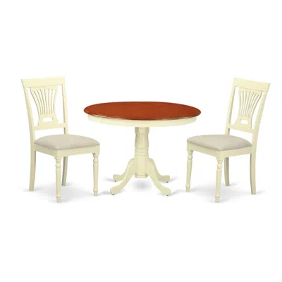 East West Furniture Hlpl3-bmk-c 3 Pc Set With A Dining Table And 2seat Dinette Kitchen Chairs In Buttermilk And Cherry .