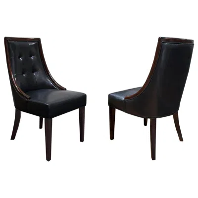 Best Master Furniture Best Master Raphael Faux Leather Dining Side Chair In Black/espresso (set Of 2)