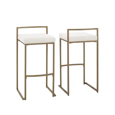 Crosley Furniture Harlowe 2pc Bar Stool Set Creme/ Gold - 2 Stools