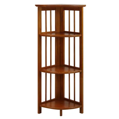 Casual Home 4-shelf Corner Folding Bookcase-honey Oak