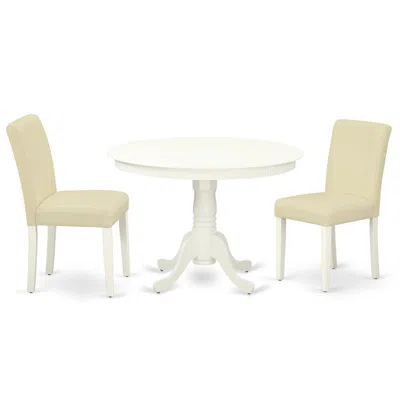 East West Furniture Dining Room Set Linen White, Hlab3-lwh-64