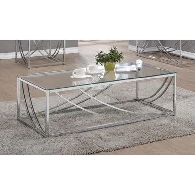 Coaster Co. Of America Lille Glass Top Rectangular Coffee Table Accents Chrome