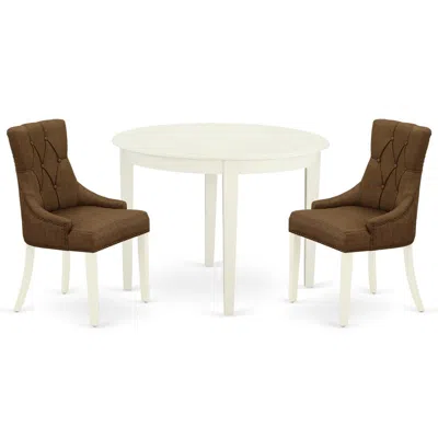 East West Furniture Dining Room Set Linen White, Bofr3-whi-18