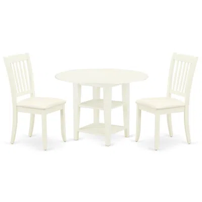 East West Furniture Dining Room Set Linen White, Suda3-lwh-c