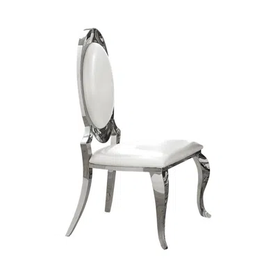 Coaster Co. Of America Anchorage Oval Back Side Chairs Cream And Chrome (set Of 2)