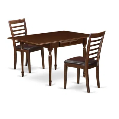 East West Furniture Dining Room Set Mahogany, Mzml3-mah-lc