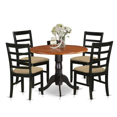 East West Furniture Dlpf5-bch-c 5 Pc Kitchen Table Set-dining Table And 4 Wooden Kitchen Chairs