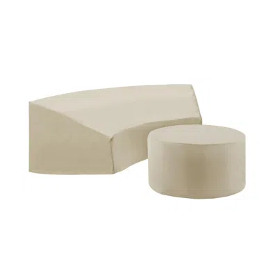 Crosley Furniture Catalina 2pc Furniture Cover Set Tan - Round Sectional Sofa & Coffee Table