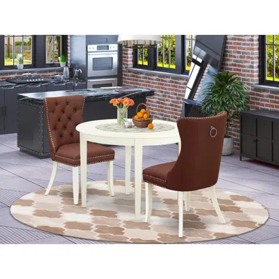 East West Furniture 3 Piece Dining Room Table Set Contains A Round Kitchen Table